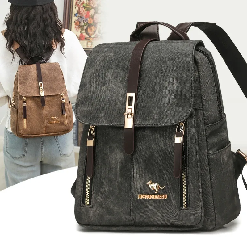 sac à dos en cuir de haute qualité, sac à dos de voyage de luxe pour femme, sac à bandoulière décontracté multifonctionnel, sacs d'école pour filles sac 2026