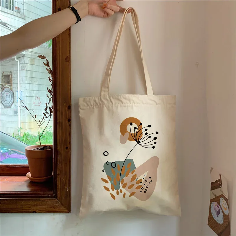 sac fourre-tout en toile esthétique de plantes boho rétro pour dames, sacs initiés à la mode, sac de livre étudiant de grande capacité, sac à main fleur harajuku