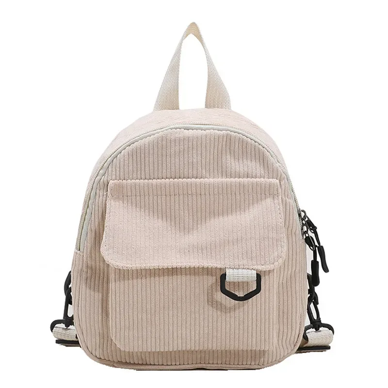 mini sac en velours côtelé brodé pour femmes, simple, couleur unie, mode filles, petit sac à dos de voyage en plein air pour dames