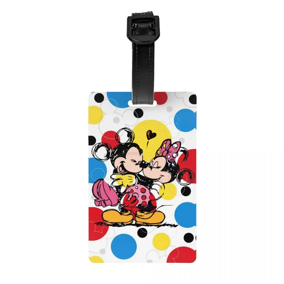 étiquette de bagage personnalisée m-mouse pour valises, étiquettes de bagage mignonnes de dessins animés, étiquette d'identification avec couverture de confidentialité
