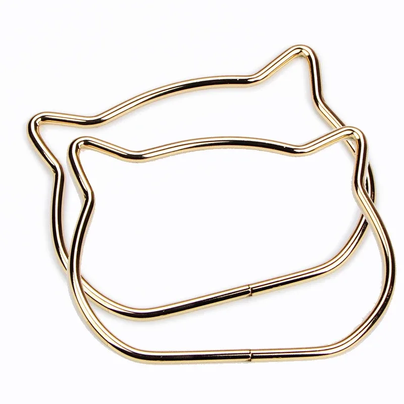 poignée de sac en métal avec oreilles de chat mignon, remplacement pour bricolage de sacs à bandoulière, fabrication de sacs à main