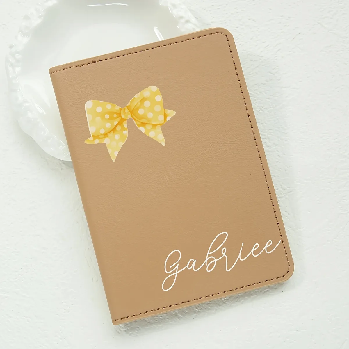 porte-passeport personnalisé avec motif de nœud, étui élégant pour cartes de voyage, cadeau adorable pour mariage, anniversaire, saint-valentin, amoureux