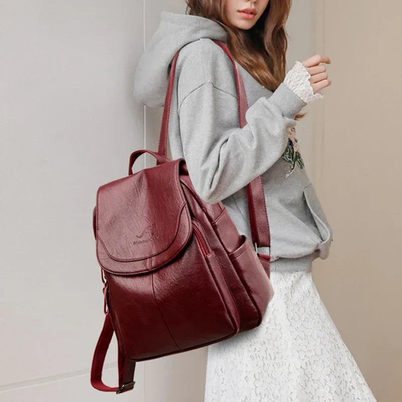 sac à dos vintage en cuir souple pour femmes, 9 couleurs, sac à bandoulière décontracté pour voyage, sacs d'école pour femmes, sac à dos pour dames.