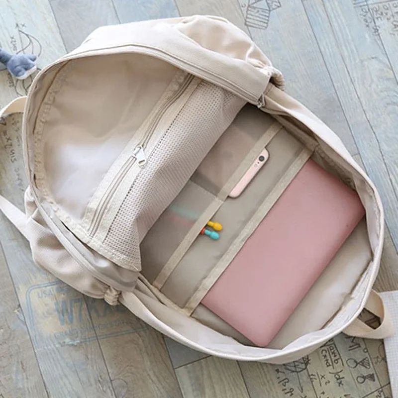 sac à dos en nylon de couleur unie pour femmes et adolescentes, de haute qualité, étanche, de style collégien, de voyage, d'école, nouvelle collection