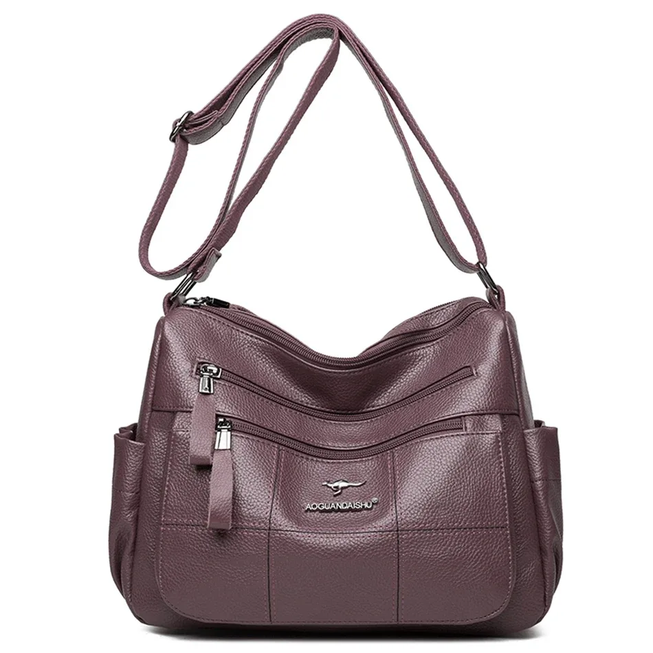 sacs à bandoulière en cuir souple multi-poches pour femmes, sacs à main classiques lancés, sacs à main de luxe de créateur, haute qualité, 2024