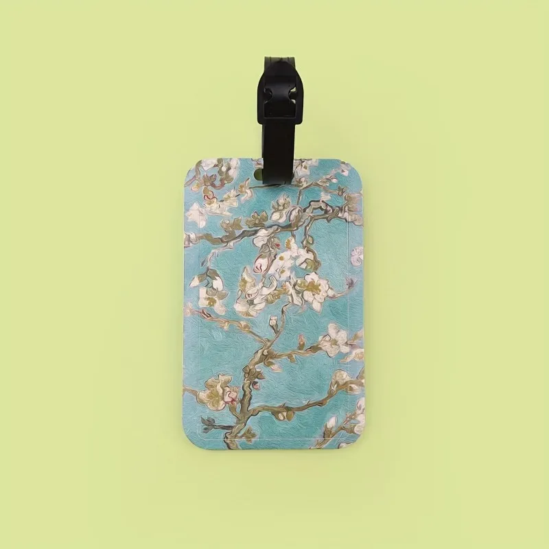 étiquette de bagage artistique en plastique motif peinture à l'huile, porte-carte d'identification anti-perte pour valise et sac à dos, accessoires de bagage tendance, cadeaux