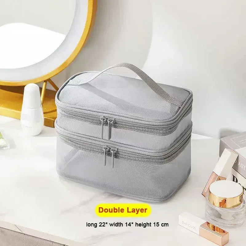 maille transparente pour femme, idéale pour les cosmétiques, le maquillage et les articles de toilette, pour les voyages, le succès des ventes, sac de rangement de maquillage