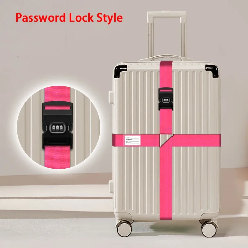 sangles de bagages en nylon avec porte-carte d'identité, réglables, pour l'organisation des bagages, avec serrure à combinaison, accessoires de voyage anti-perte