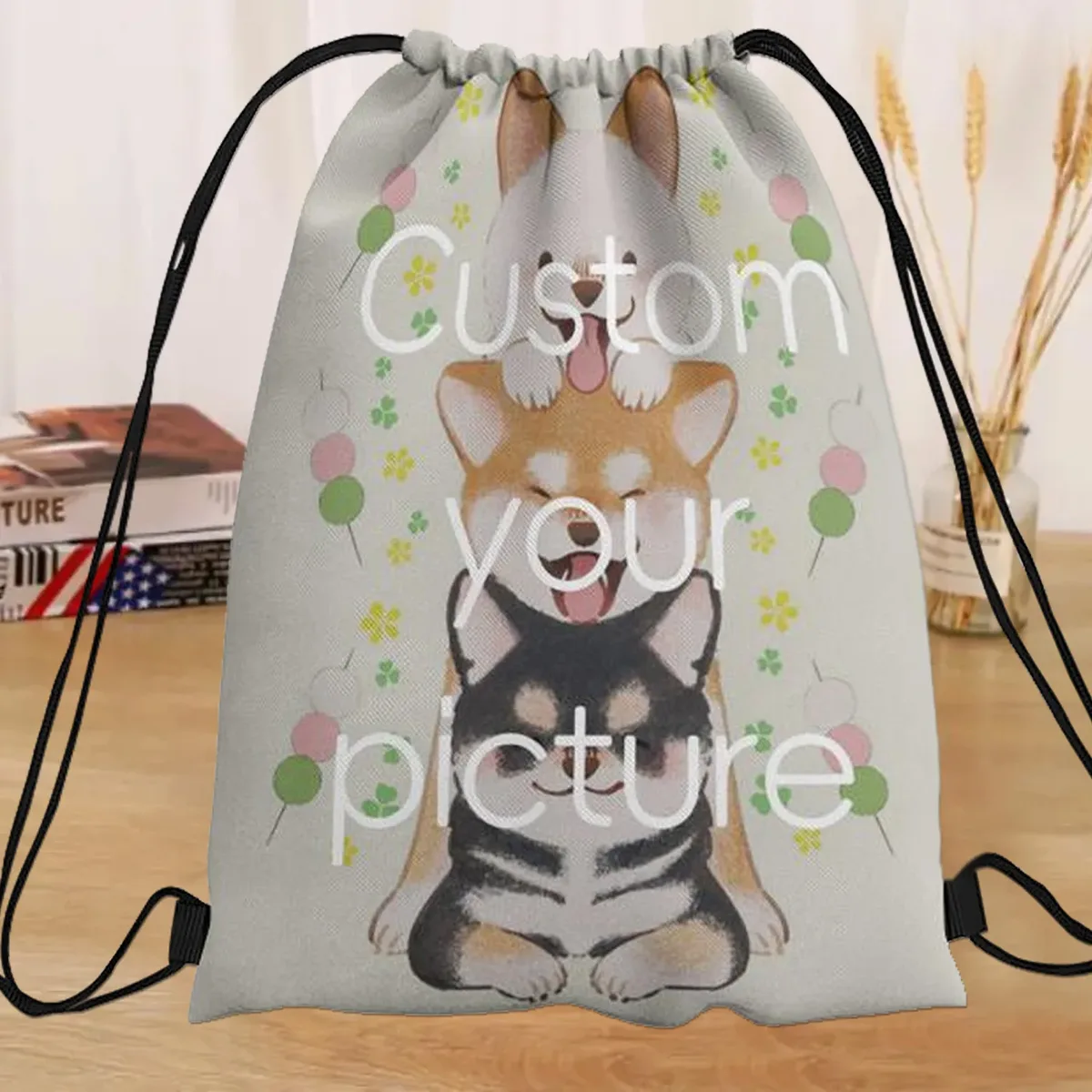 sac à dos personnalisé à cordon de serrage pour femmes et hommes, sac à dos de shopping, sac à dos à cordon de fête, télécharger votre conception de photos