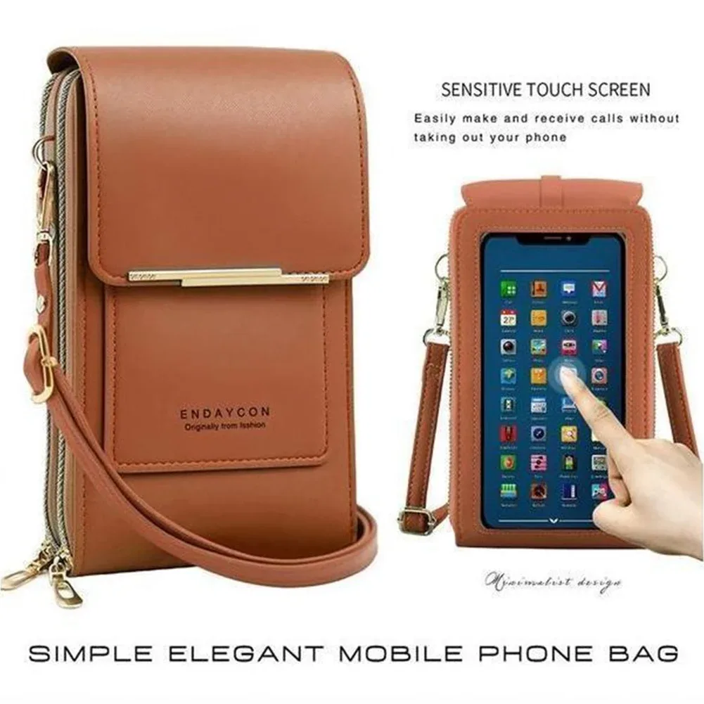 sac à bandoulière pour téléphone avec fenêtre tactile, en cuir premium, anti-rfid, léger, pour femme, portefeuille