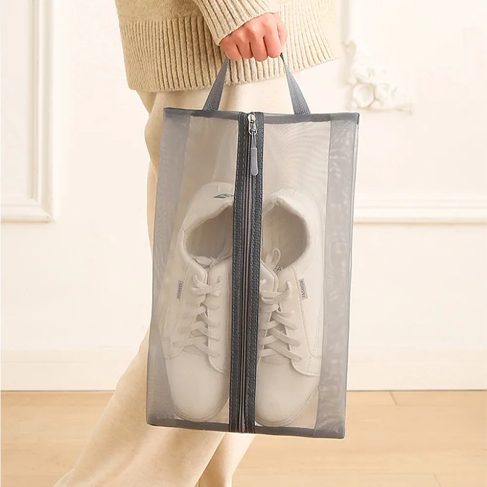 sac à chaussures en nylon respirant avec poignée, sac de rangement portable et respirant pour chaussures, sac de rangement pour maquillage et linge sale