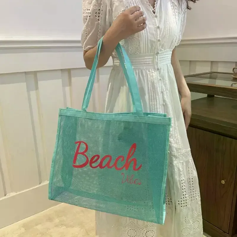 grand sac en maille réutilisable pour femmes, sac de rangement pour la piscine, les voyages/natation, sac de rangement à séchage rapide pour la douche