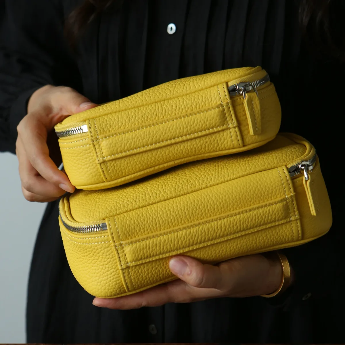 sac de maquillage en cuir véritable, design simple, cuir de vachette de première qualité, sac de toilette portable, sac de rangement pour cosmétiques pour femmes, sac de voyage