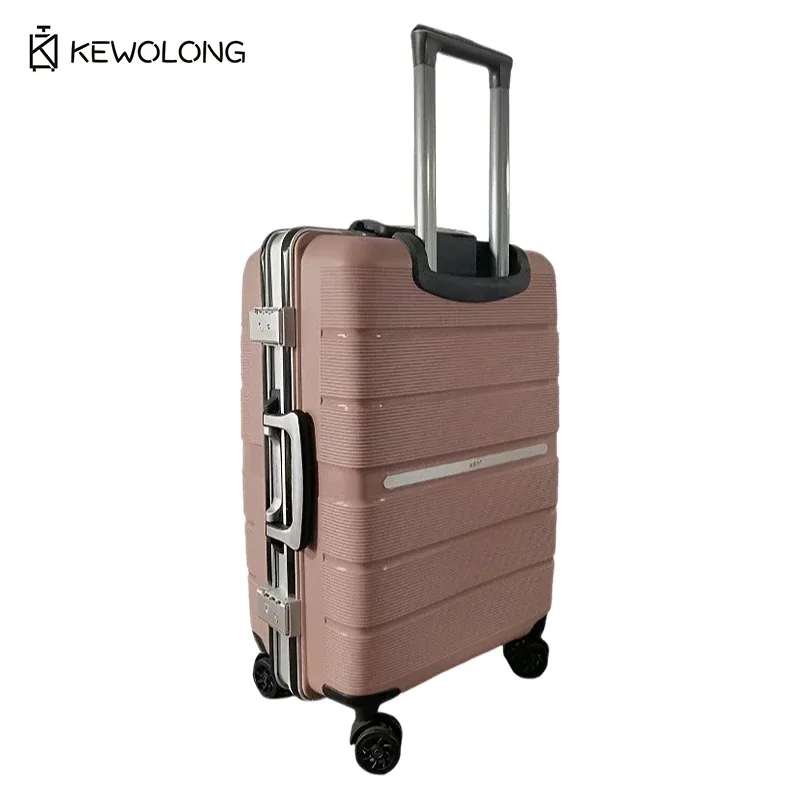 valise rigide à roulettes en pp, bagage cabine de grande capacité avec serrure et 4 roues, trolley de voyage léger et durable