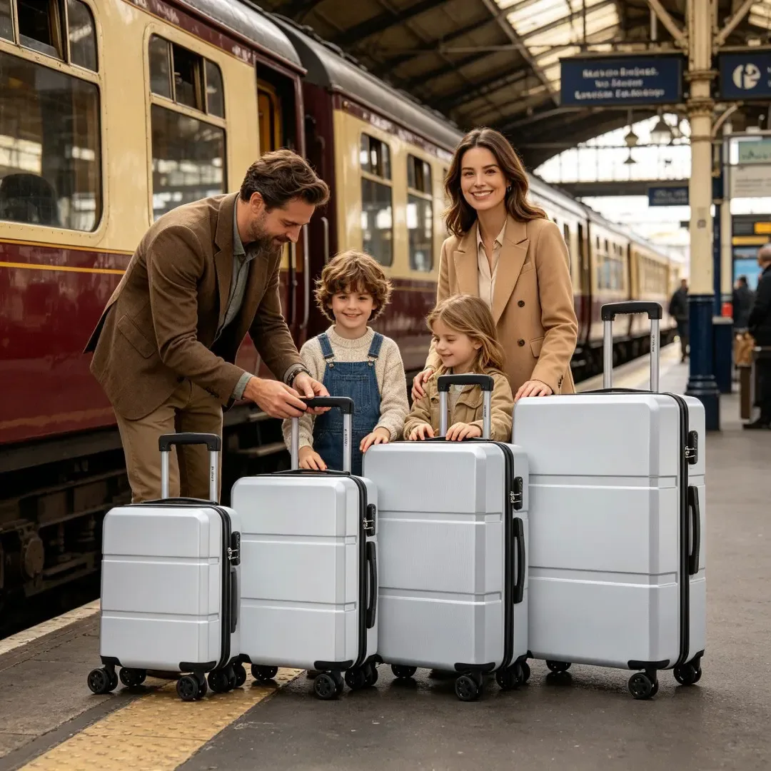 Yonsly Ensemble de 4 valises rigides 16/20/24/28 pouces 360 ° Valise à roulettes avec poignée en caoutchouc souple, double fermeture éclair avec poche en filet, cadenas à combinaison, pour les vacances, les voyages d'affaires et les voyages en famille, stock allemand