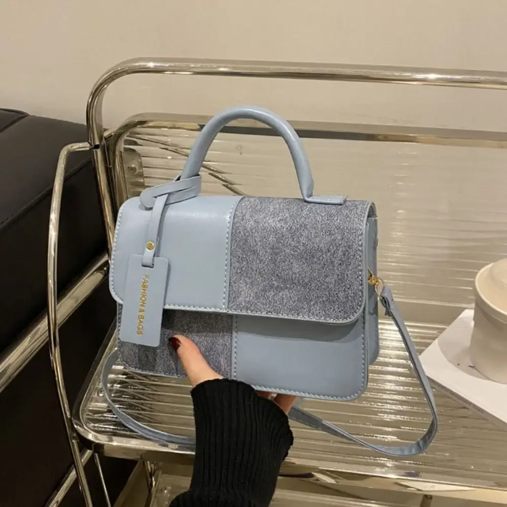 sac à bandoulière femme tendance color block, mini sac de voyage portable style coréen, sac carré petit format en pu grande capacité pour étudiante