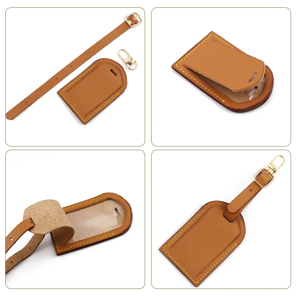 étiquettes de bagage en cuir tanné végétal pour sacs à main, valises, sacs d'affaires et cartes d'embarquement – accessoires de voyage