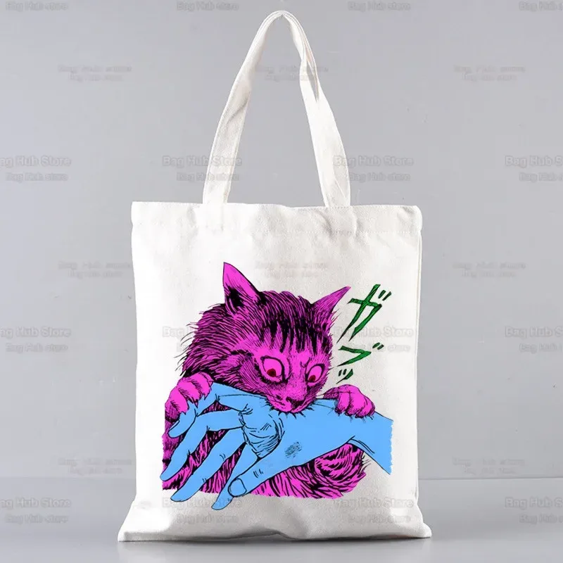 junji ito japonais manga graphique dames sacs à main tissu toile sac fourre-tout shopping voyage femmes eco réutilisable épaule