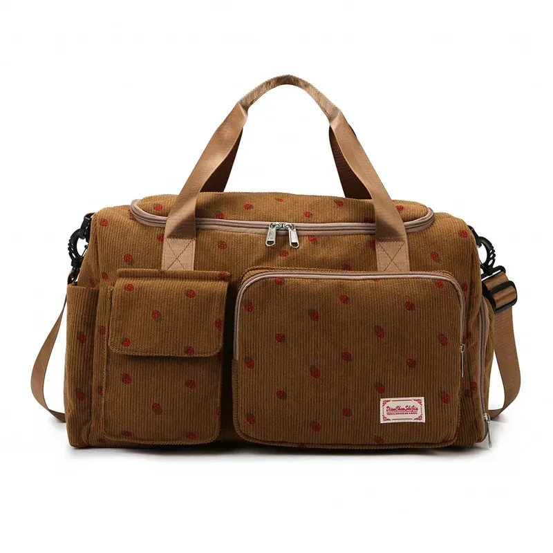 sac fourre-tout de voyage en velours côtelé, sac de voyage de grande capacité avec compartiment à chaussures, sacs de sport et de fitness pour femmes
