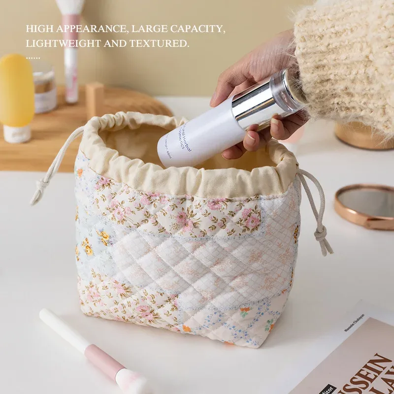 sac de rangement portable de voyage grande capacité avec cordon de serrage, en forme de coquille, mignon, de niche, pochette de rangement polyvalente en coton