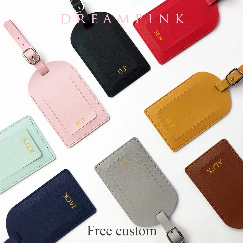 étiquette de bagage avec initiales personnalisées, lettres personnalisées pour hommes et femmes, étiquette de nom de valise, étiquettes d'avion en pu, logo gravé, accessoires de voyage