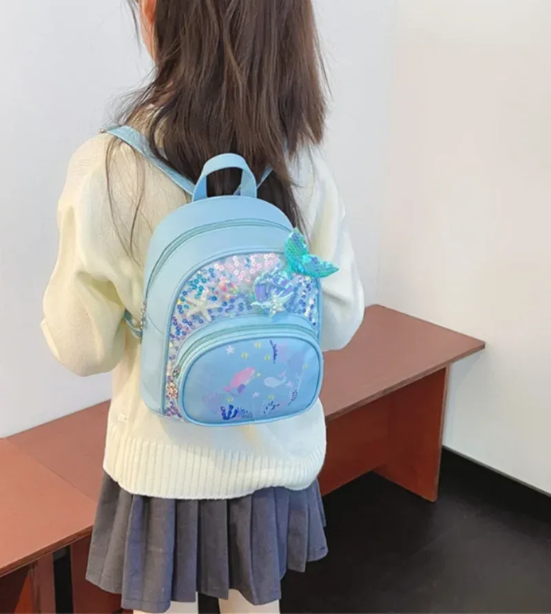 sac à dos personnalisé à paillettes sirène avec nom brodé, sac à dos personnalisé pour enfants, sac d'étudiant de maternelle