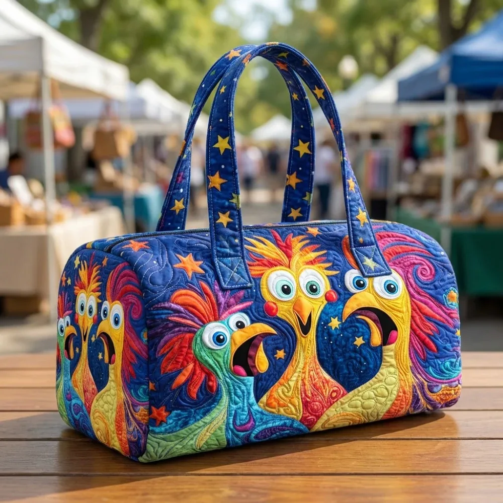 sac de voyage matelassé gf funny art à imprimé poulet, style bohème 2026, personnalisé, fourre-tout de voyage pour femmes et hommes, sac de week-end