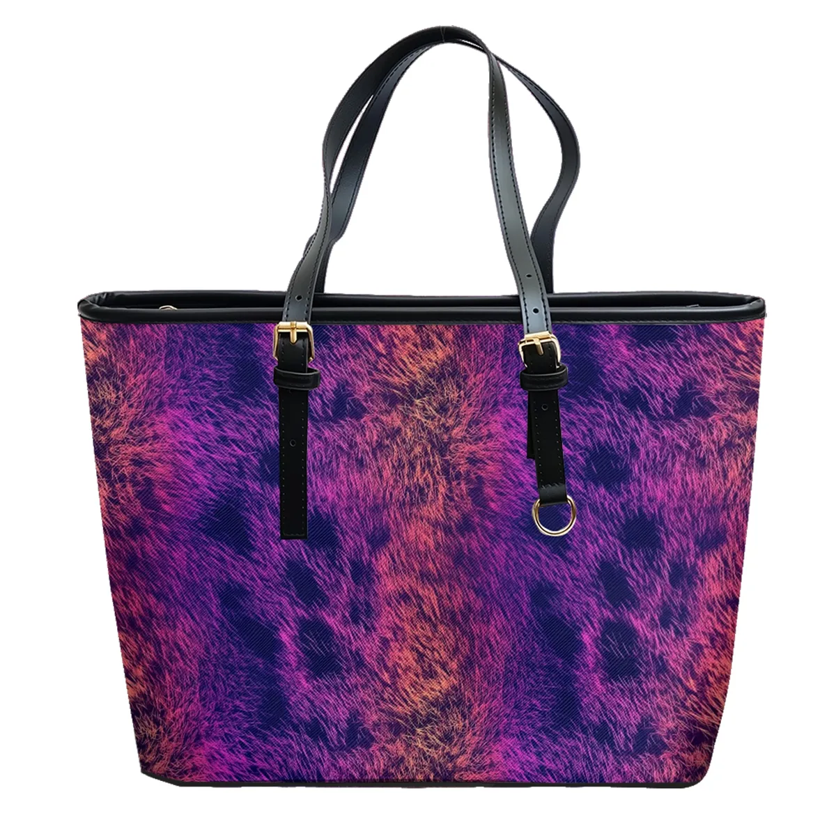 sac voyage polochon oxford université motif géométrique taches marron fond noir décontracté polyvalent week end