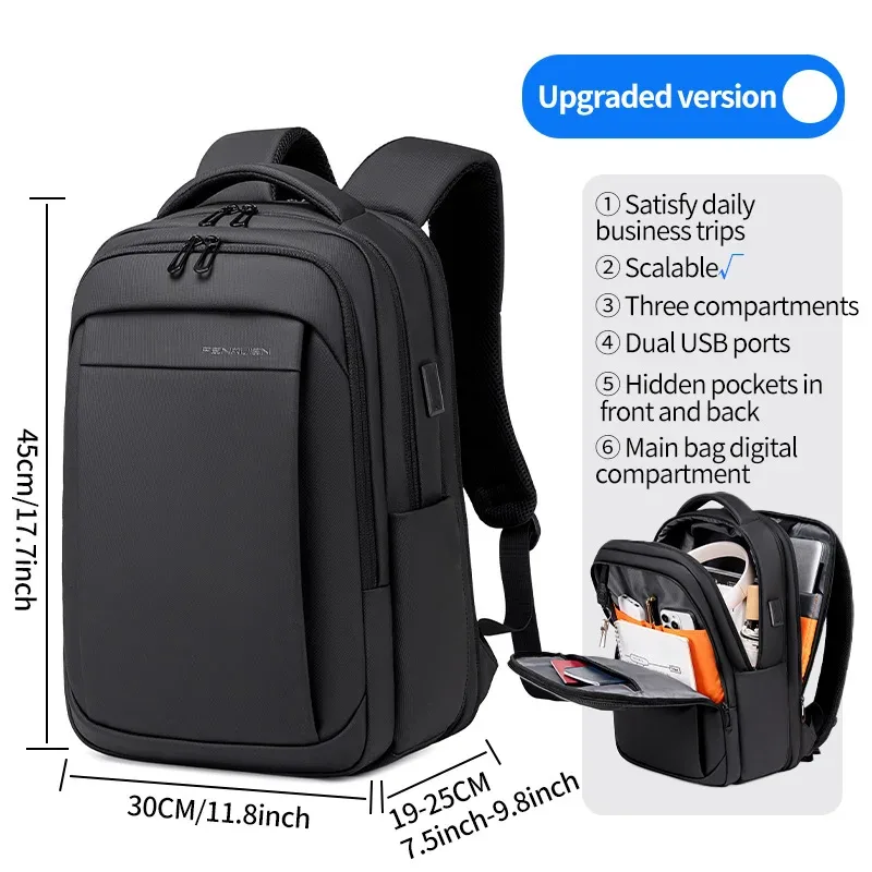 fenruien multifonction sac à dos étanche usb charge école sac à dos hommes voyage affaires sacs à dos adapté pour 15.6 pouces ordinateur portable