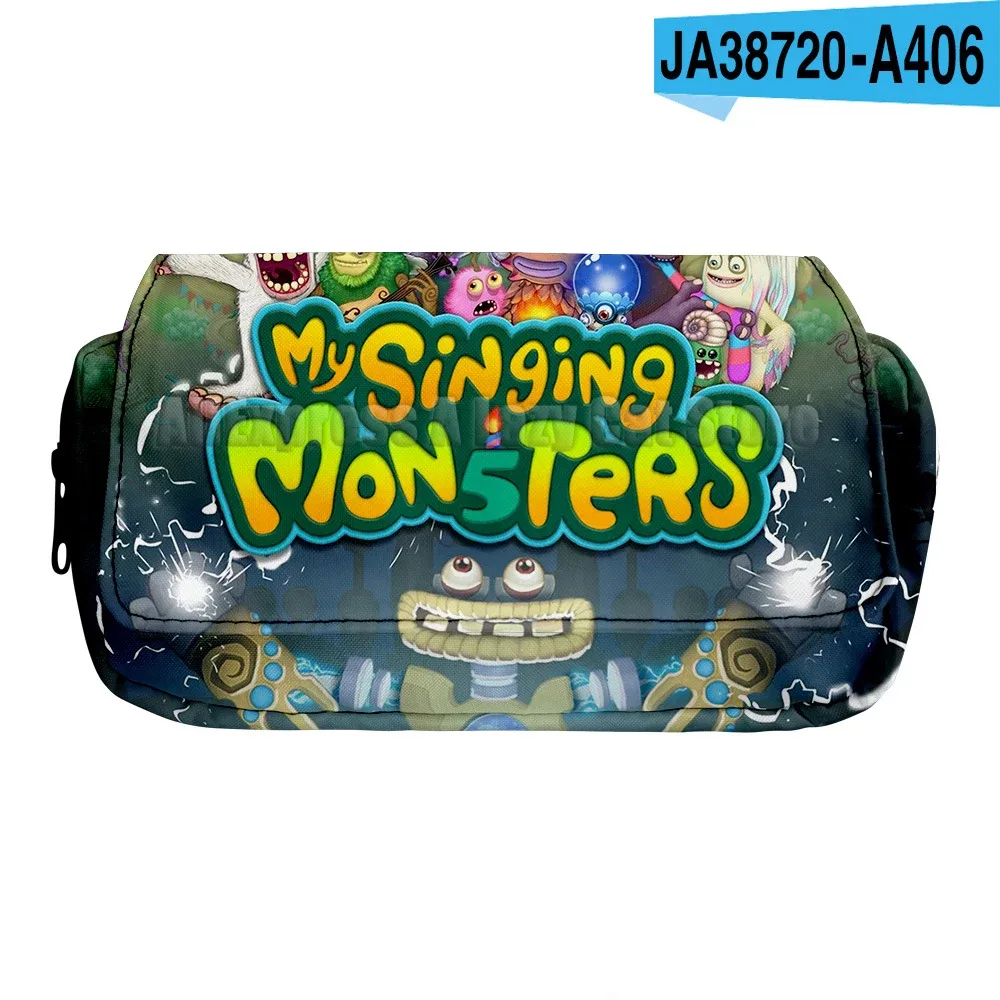 my singing monsters stuffed horror game trousse à crayons pour étudiants, grands sacs à stylos, boîte de rangement, garçon, fille, enfant, école, fournitures de papeterie