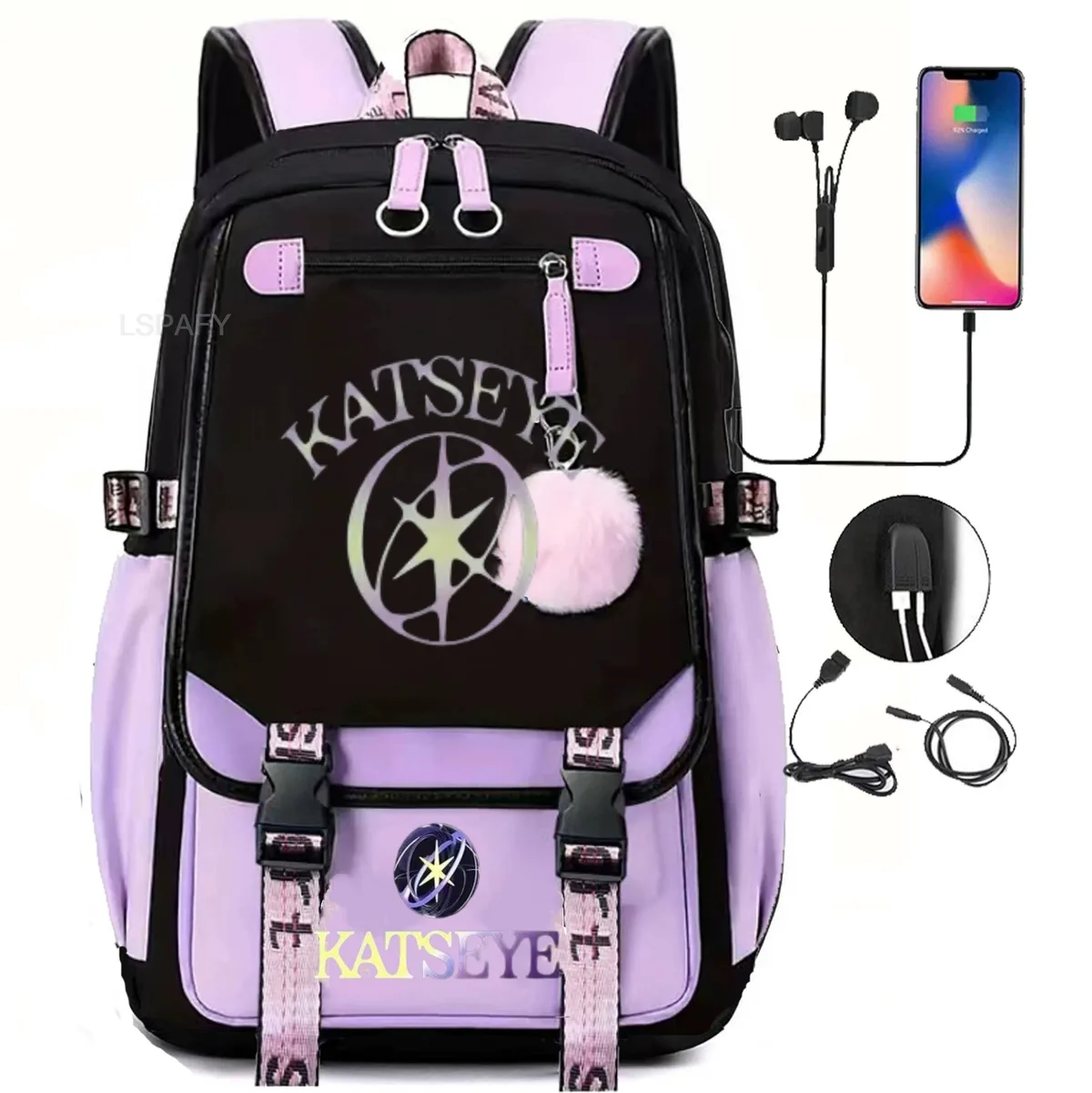 sac à dos multicolore katseye, patchwork, grande capacité, sac à dos de voyage, mochila, sac à dos pour femme, sac à dos en toile, sac à dos pour ordinateur portable, sacs d'école