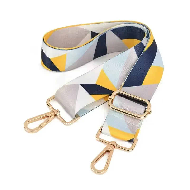 sangle sac nylon multicolore geometrique poignée amovible boucles dorées accessoire voyage femmes épaule adjustabilite