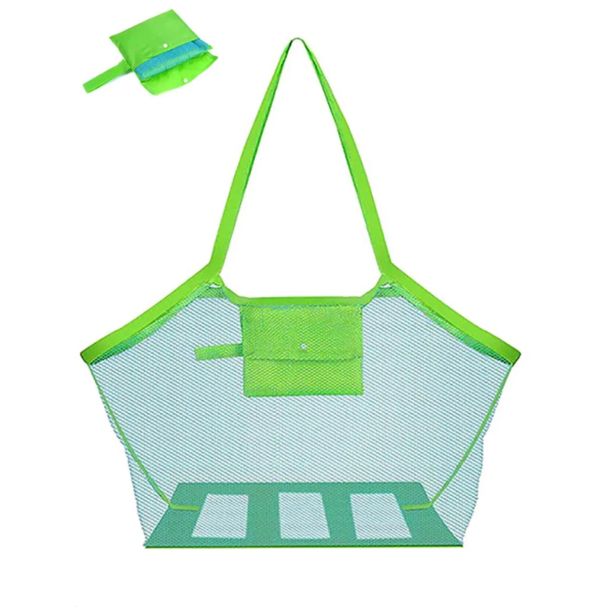 sac de plage en maille multicolore, grand format, anti-sable, sac fourre-tout portable avec trou de suspension pratique, sac de rangement respirant et pliable