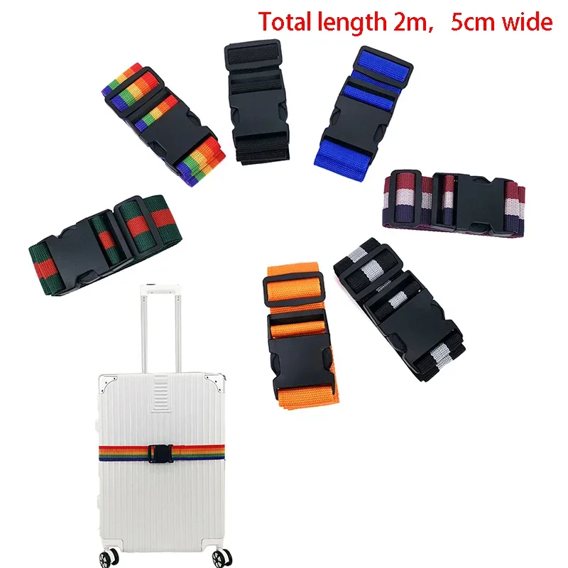 sangle d'emballage en nylon durable pour bagages de voyage, serrure sécurisée pour valise, ceinture, 2m, 1pc