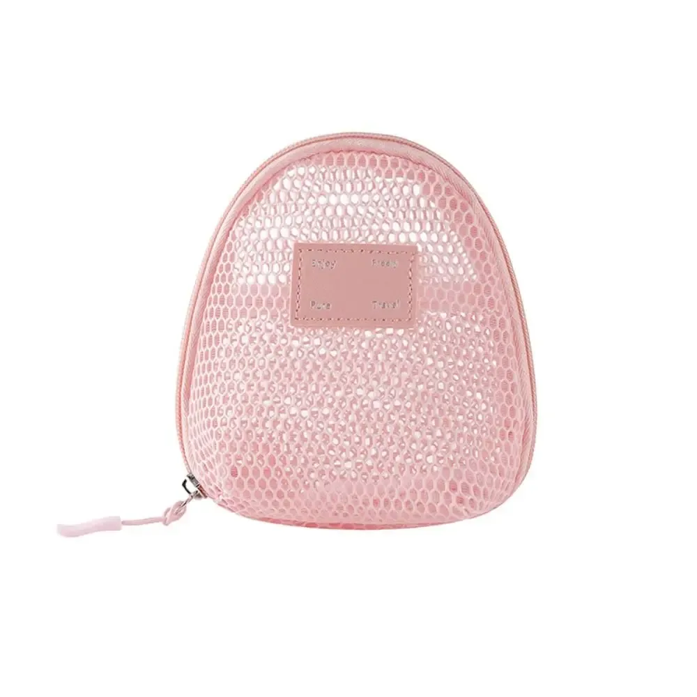sac à cosmétiques en nylon décontracté avec fermeture éclair, pochette de rangement en maille, sacs de maquillage en maille polyvalents à main, voyage