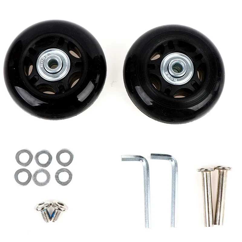 essieux de réparation de valise de luxe avec outil à vis, roues de remplacement de valise noire, bricolage, 2 pièces par ensemble, od 68mm