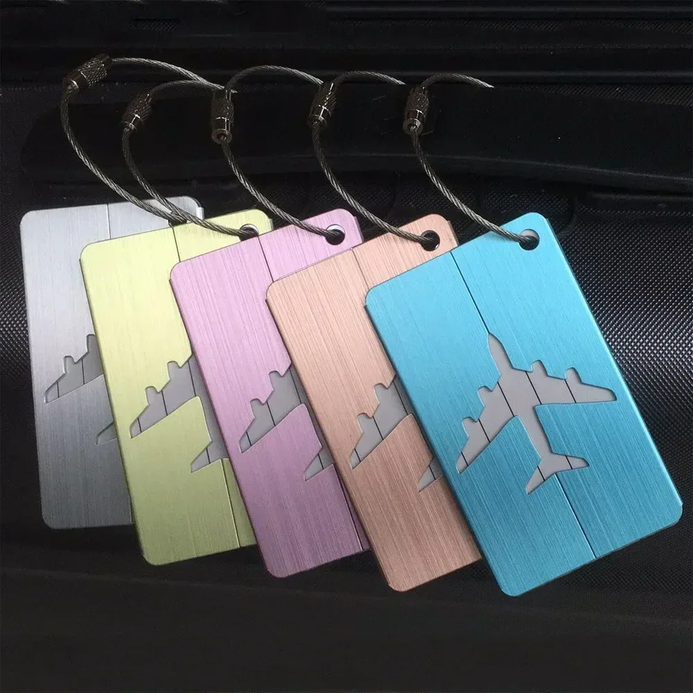 étiquettes de bagage de voyage en métal de mode étiquettes de nom de bagage porte-étiquette d'adresse de valise étiquette de bagage en alliage d'aluminium accessoires de voyage