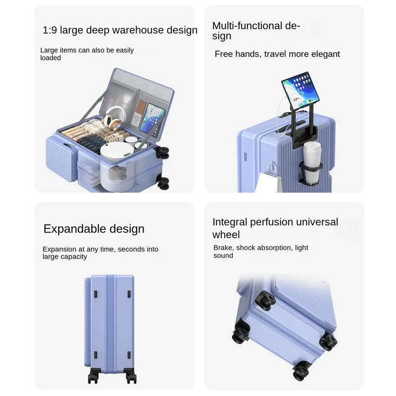 nouvelle valise de voyage à double ouverture 20 pouces, valise cabine extensible multifonctionnelle, bagage anti-explosion avec fermeture éclair 22-26 pouces