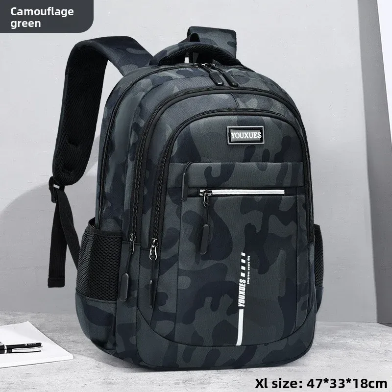 sac dos oxford université camouflage vert gris jaune kaki marron noir bandoulière arquée fermeture éclair compartiment ordinateur portable