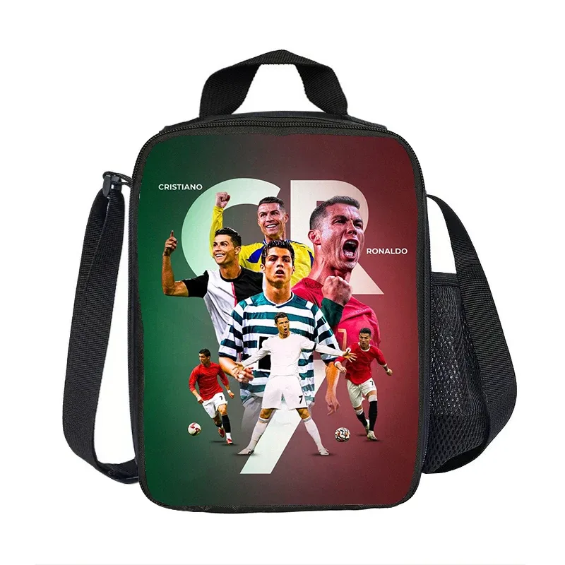 sac isotherme ronaldo cr football star, sacs à déjeuner isolés, conteneur à déjeuner, sac fourre-tout étanche, boîte à déjeuner, sacs de rangement pour aliments sportifs