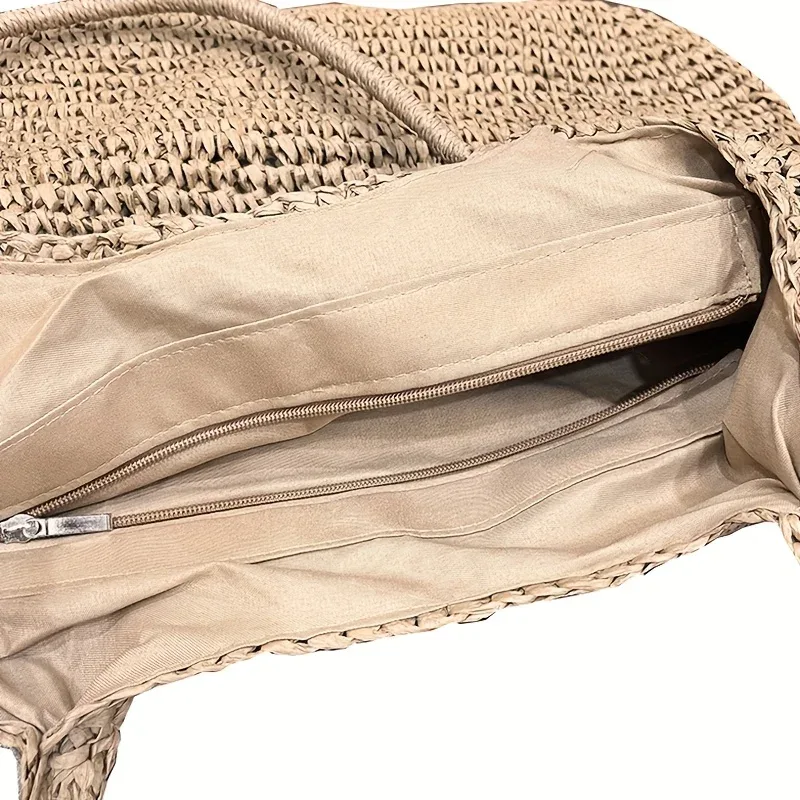 sac à bandoulière pour femme, sac fourre-tout en paille grande capacité tendance, sac à main décontracté uni facile à transporter pour les vacances, les voyages en plein air et le camping