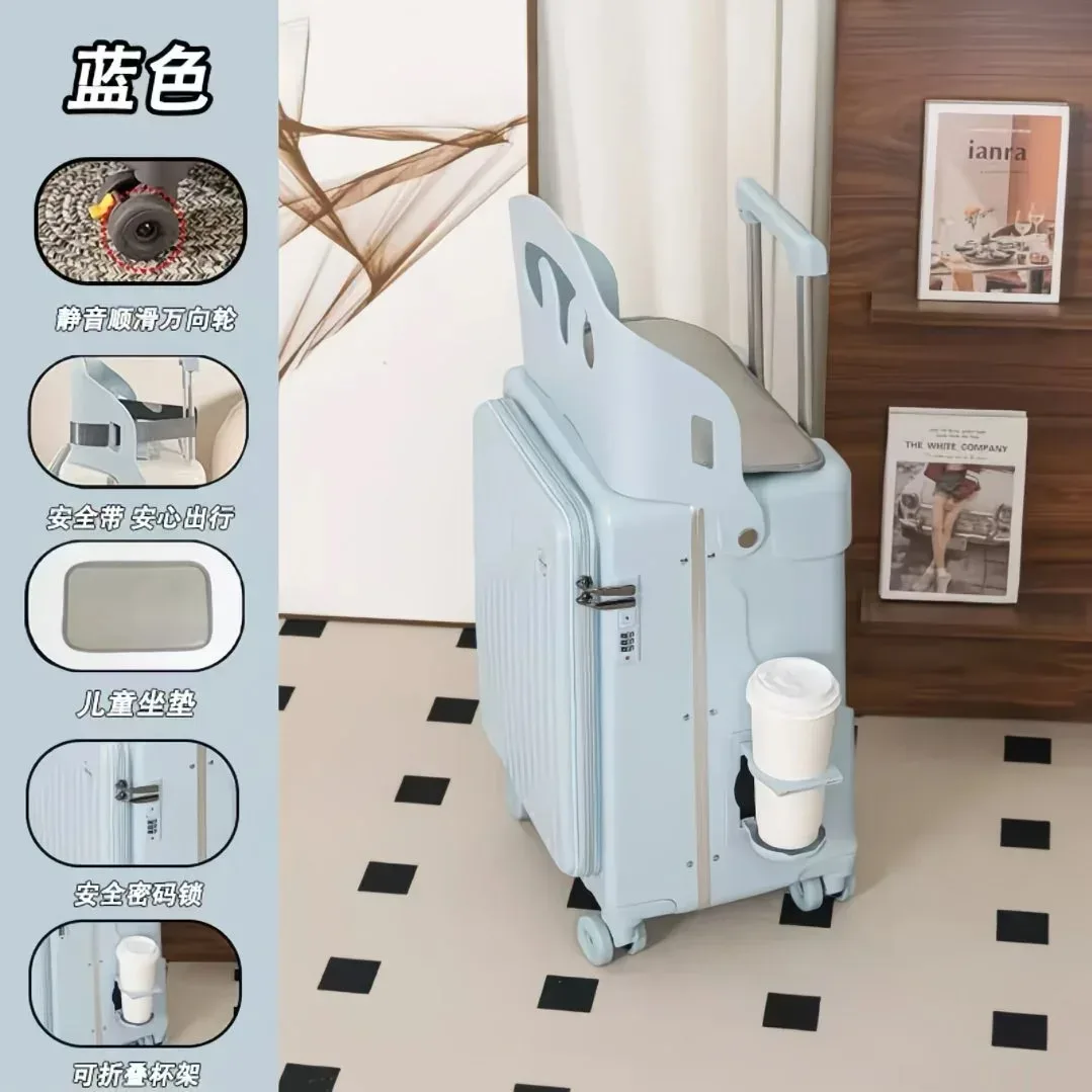 valise à roulettes pour enfants, valise poussette pour enfants de 20/24 pouces avec ouverture frontale, valise de cabine multifonctionnelle pour les voyages en avion