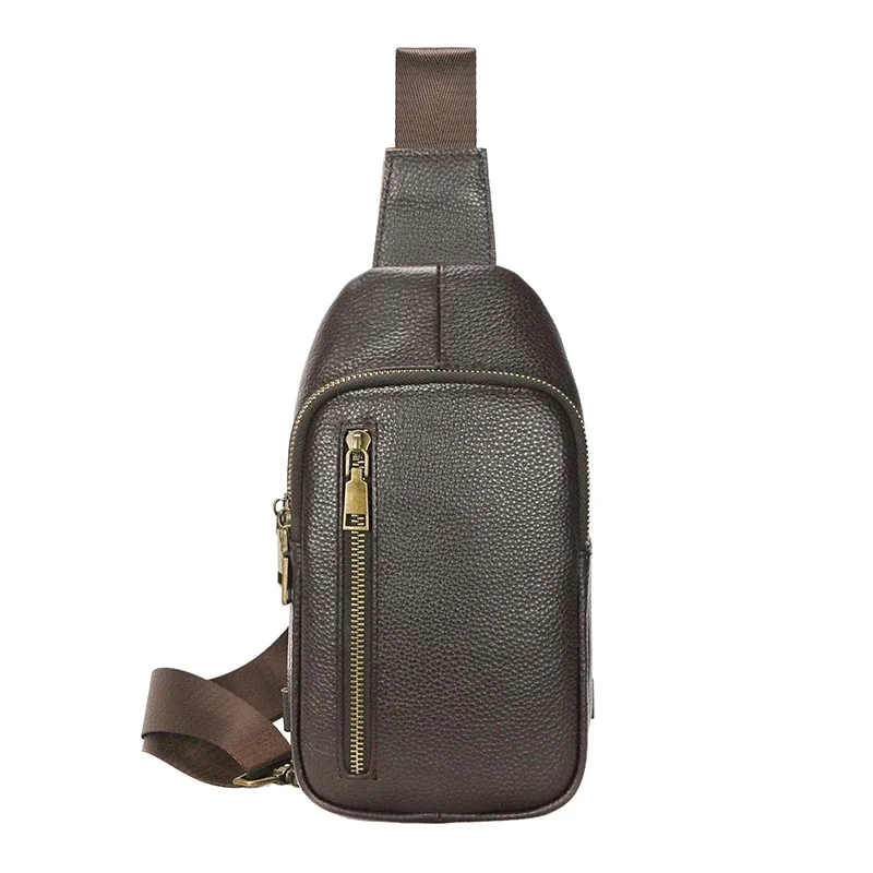 petit sac à bandoulière en cuir véritable pour homme, sac à dos de poitrine, sac à dos de jour, voyage en plein air, chasse, randonnée, camping, initié