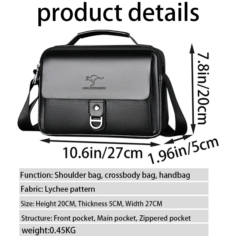 sac à bandoulière en cuir élégant pour homme, sac à main décontracté avec sangle réglable, parfait pour le travail, les voyages et les trajets quotidiens