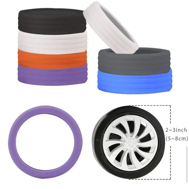 protecteurs roues bagage silicone couleur variée bébé rose doré beige bleu noir conception voyage maintenance roues bagages