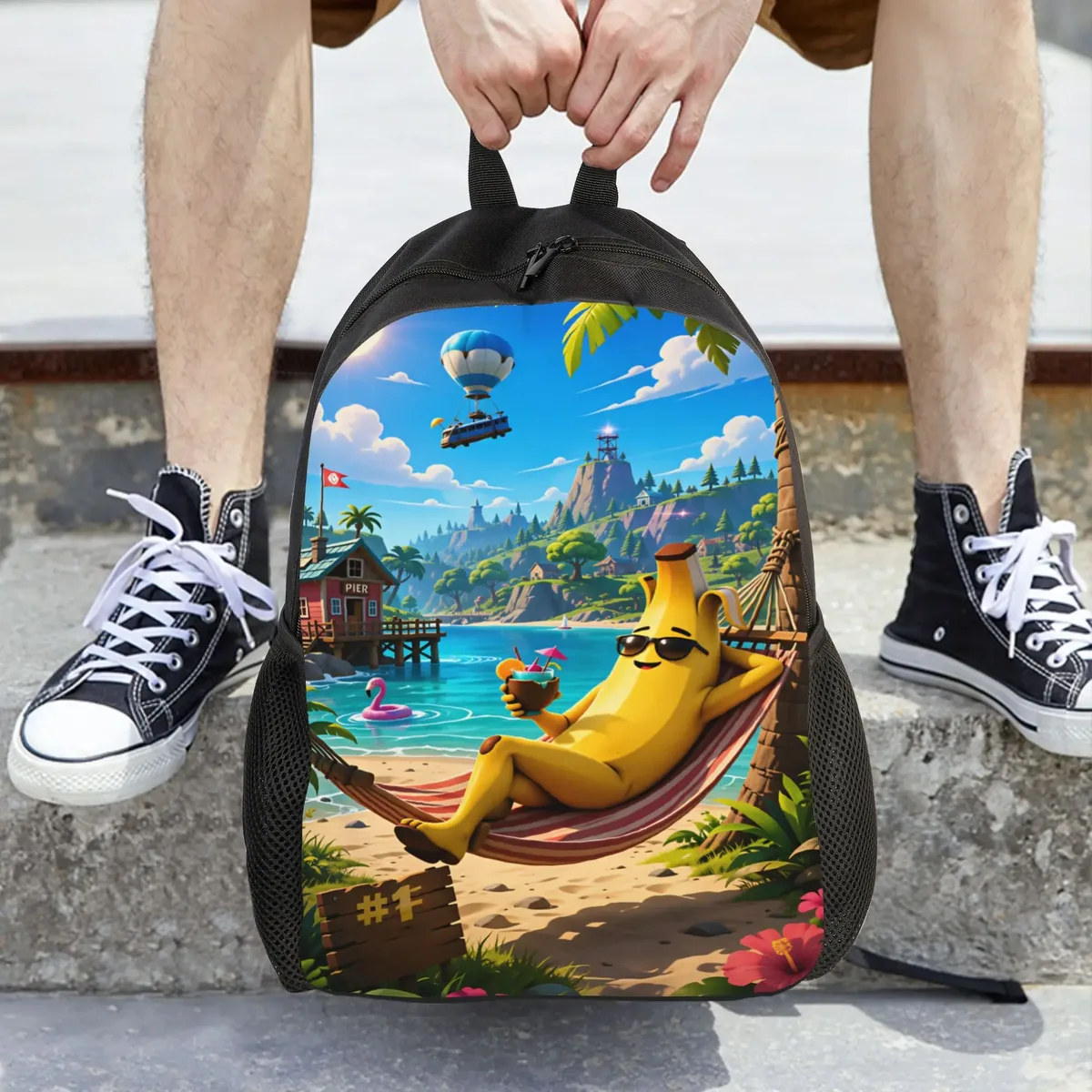 sac à dos peely victory royale banana, sacs à dos kawaii pour garçons et filles, sacs de randonnée souples pour lycée, sac à dos design