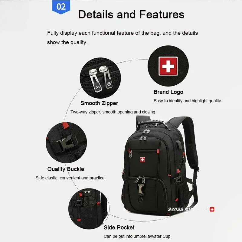 sac à dos pour ordinateur portable en tissu oxford imperméable de grande capacité, sac de voyage scolaire, sac à dos pour étudiants, sac à dos de voyage pour les trajets quotidiens
