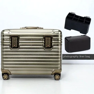 valise d'appareil photo en alliage d'aluminium et de magnésium, valise a roulettes de voyage serrure douanière tsa, sac de voyage, bagage de cabine, chariot à mot de passe, boîte à outils, 18 ", 20", 22"
