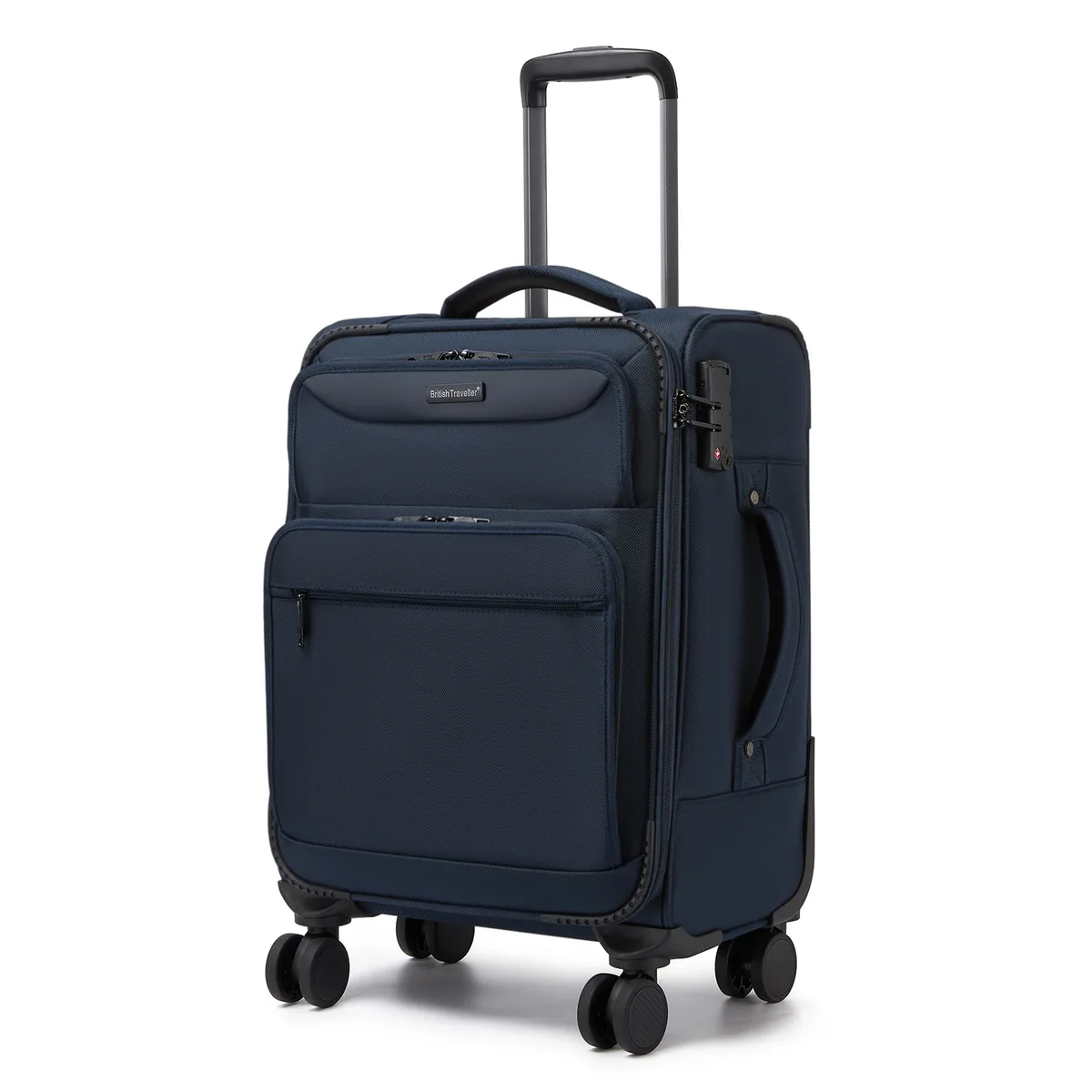 valise souple légère pour voyageur britannique avec compartiment pour ordinateur portable, 4 roulettes, serrure tsa, bagage à main, pour voyages courts et professionnels