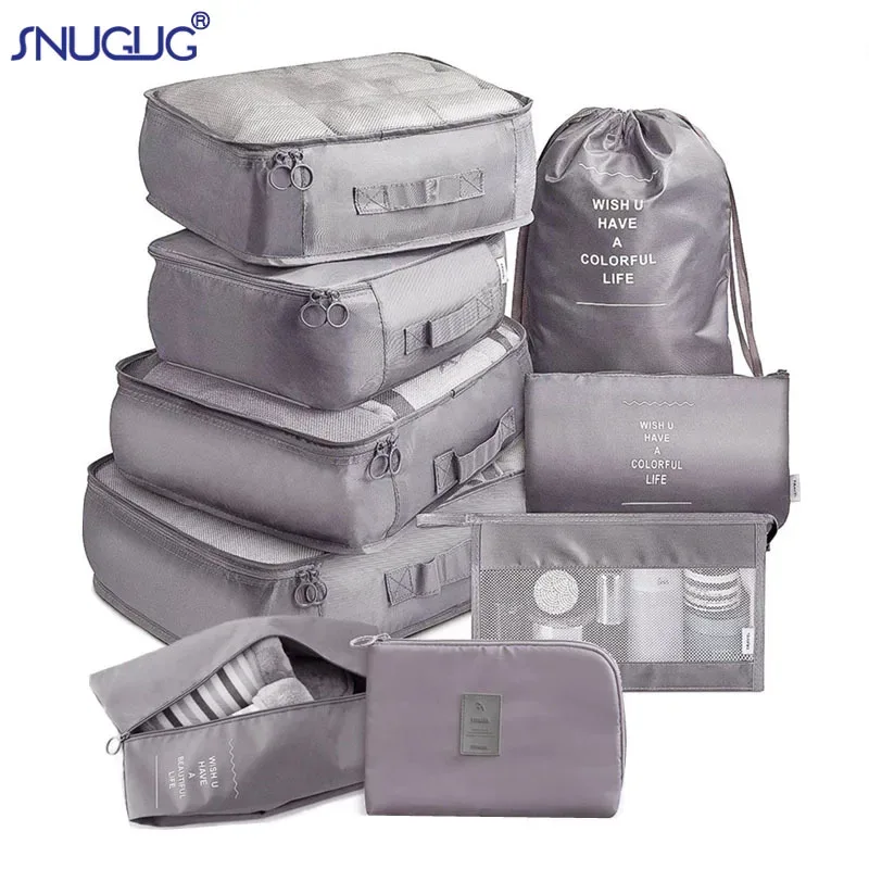 sacs de voyage en poudre pour soutien-gorge et chaussures, ensemble d'emballage de valise, étuis de rangement, 6/8/9 pièces/ensemble